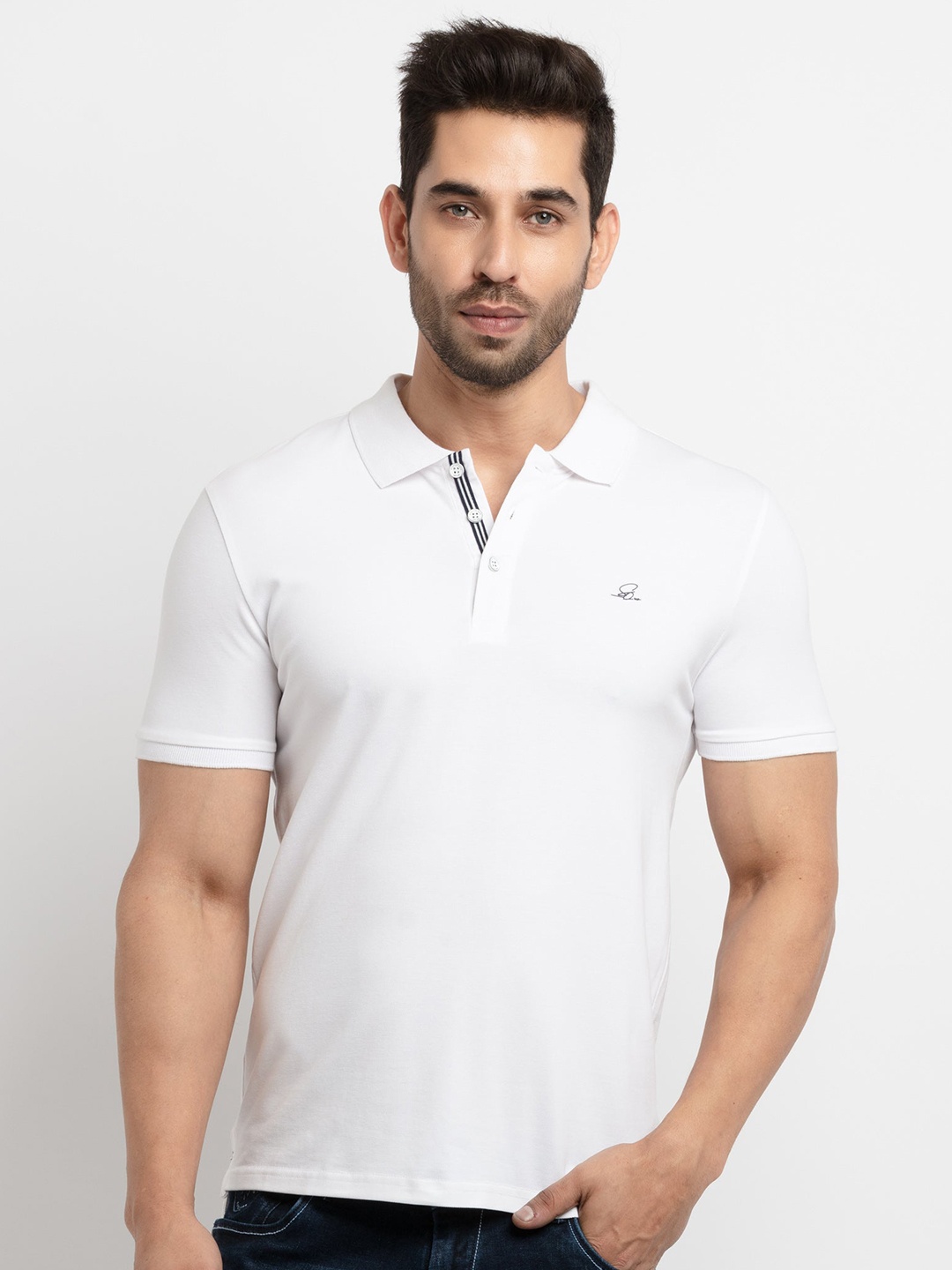 

Status Quo Men White Polo Collar T-shirt