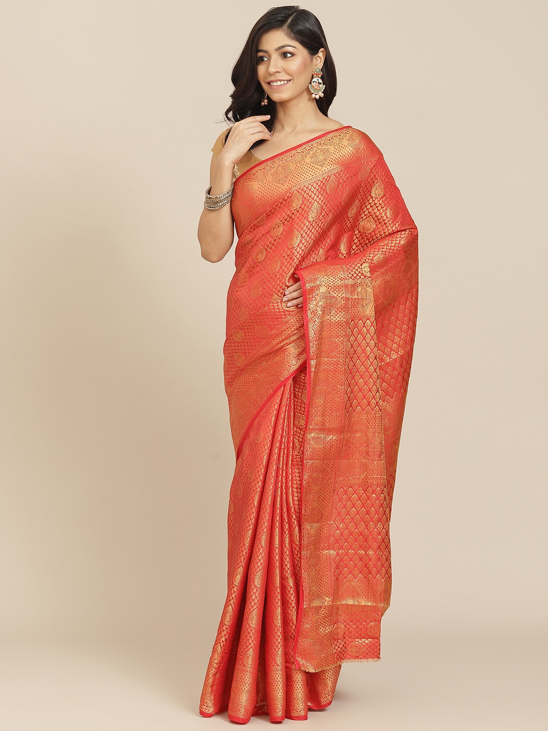 AA-HA Red & Golden Woven Design Banarasi Saree