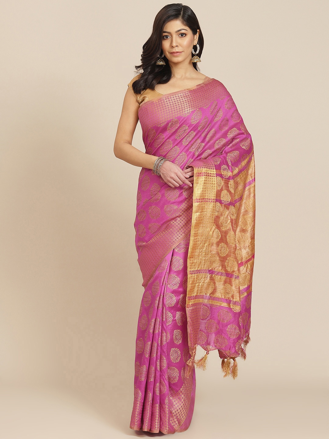 

AA-HA Magenta & Golden Woven Design Banarasi Saree