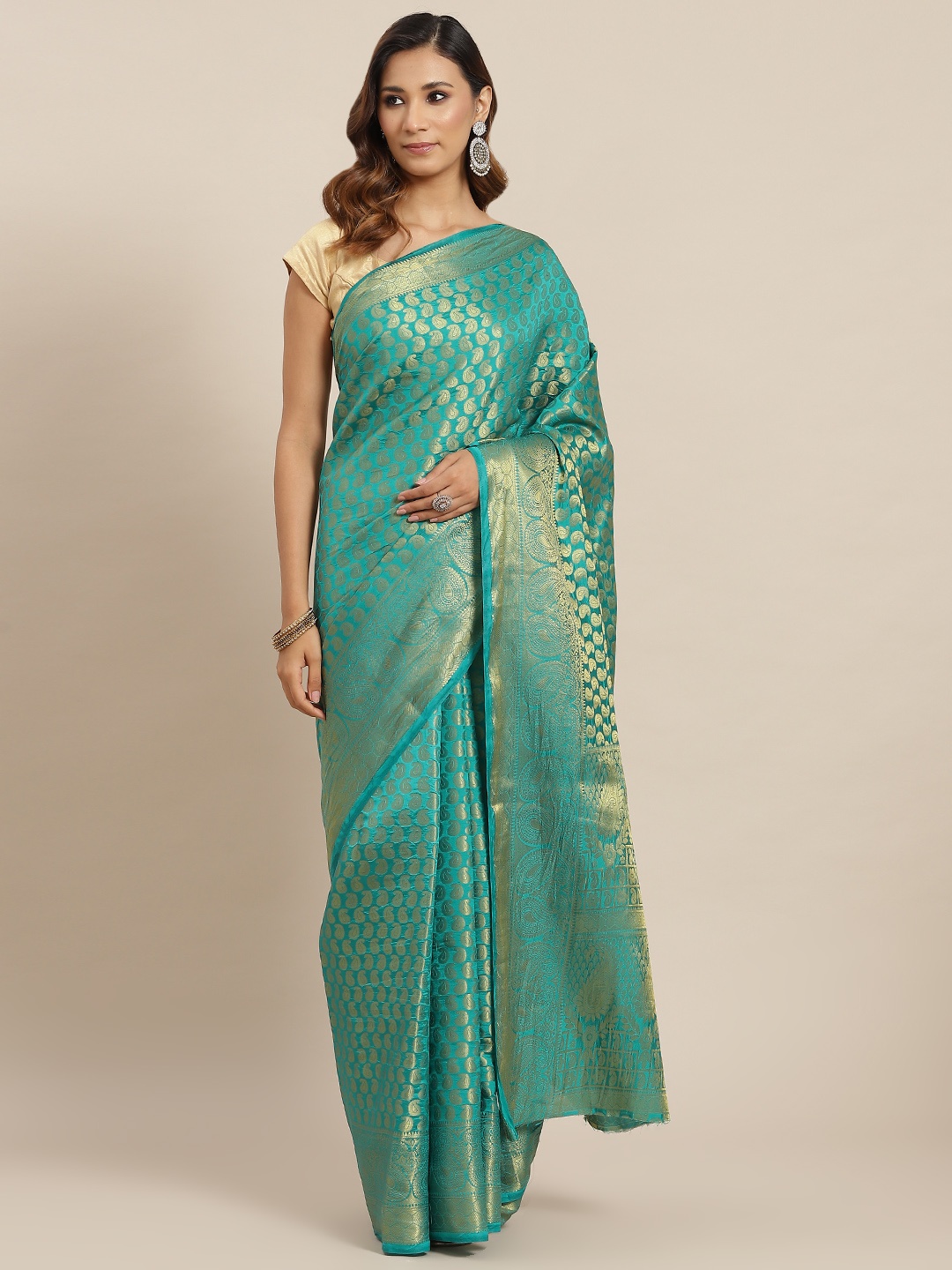 

AA-HA Green & Golden Woven Design Banarasi Saree