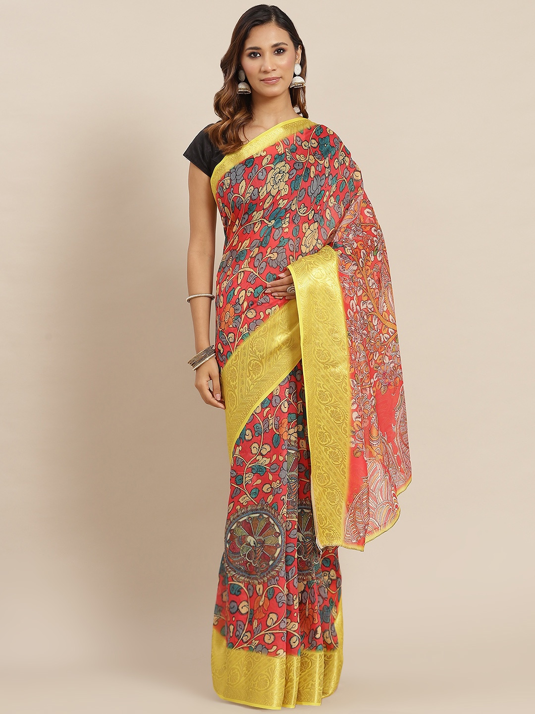 

AA-HA Multicoloured Jacquard Floral Print Saree, Multi