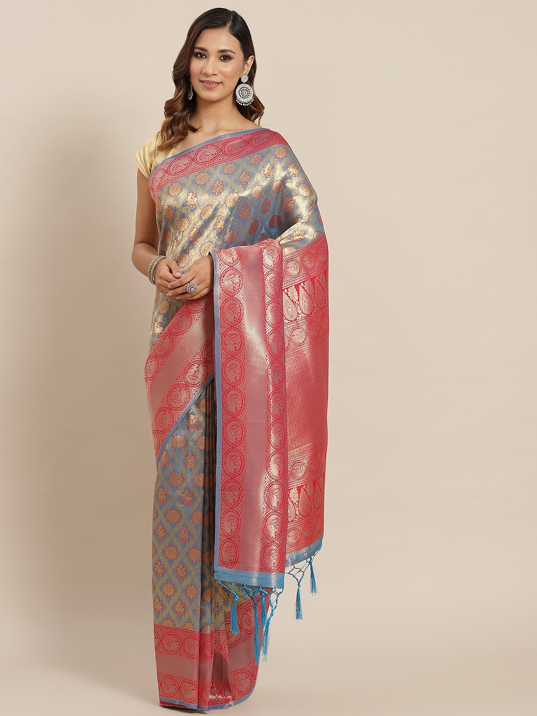 

AA-HA Blue & Golden Woven Design Banarasi Saree