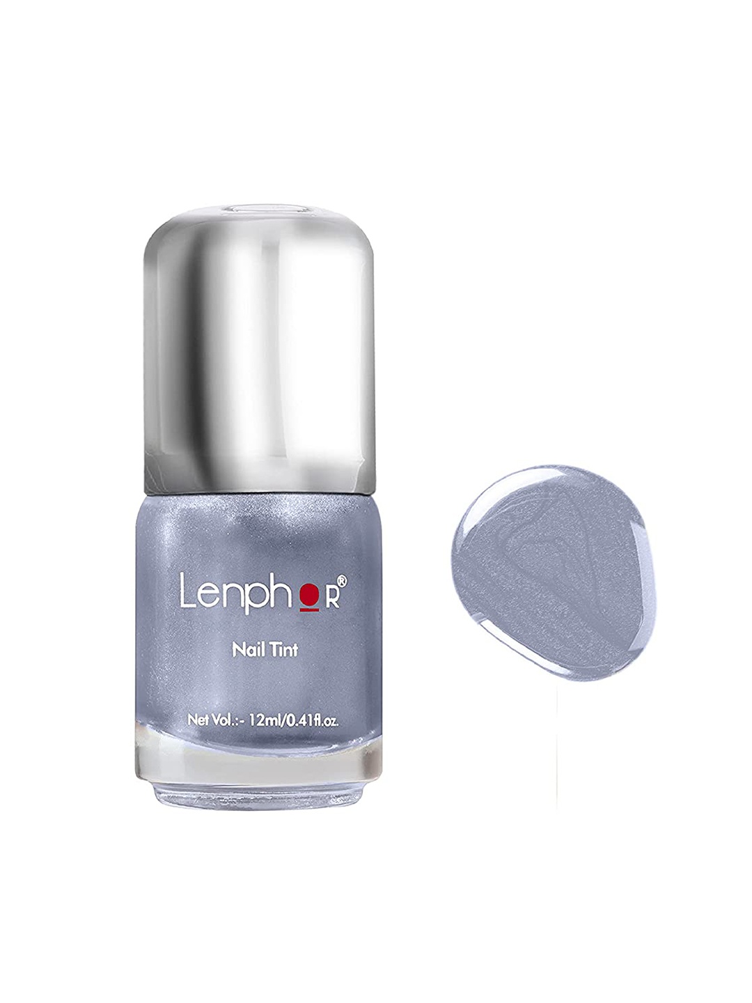 

Lenphor Cruelty-Free Long Lasting Shiny Chrome Finish Nail Tint 12 ml - Metallic Blue 082, Grey