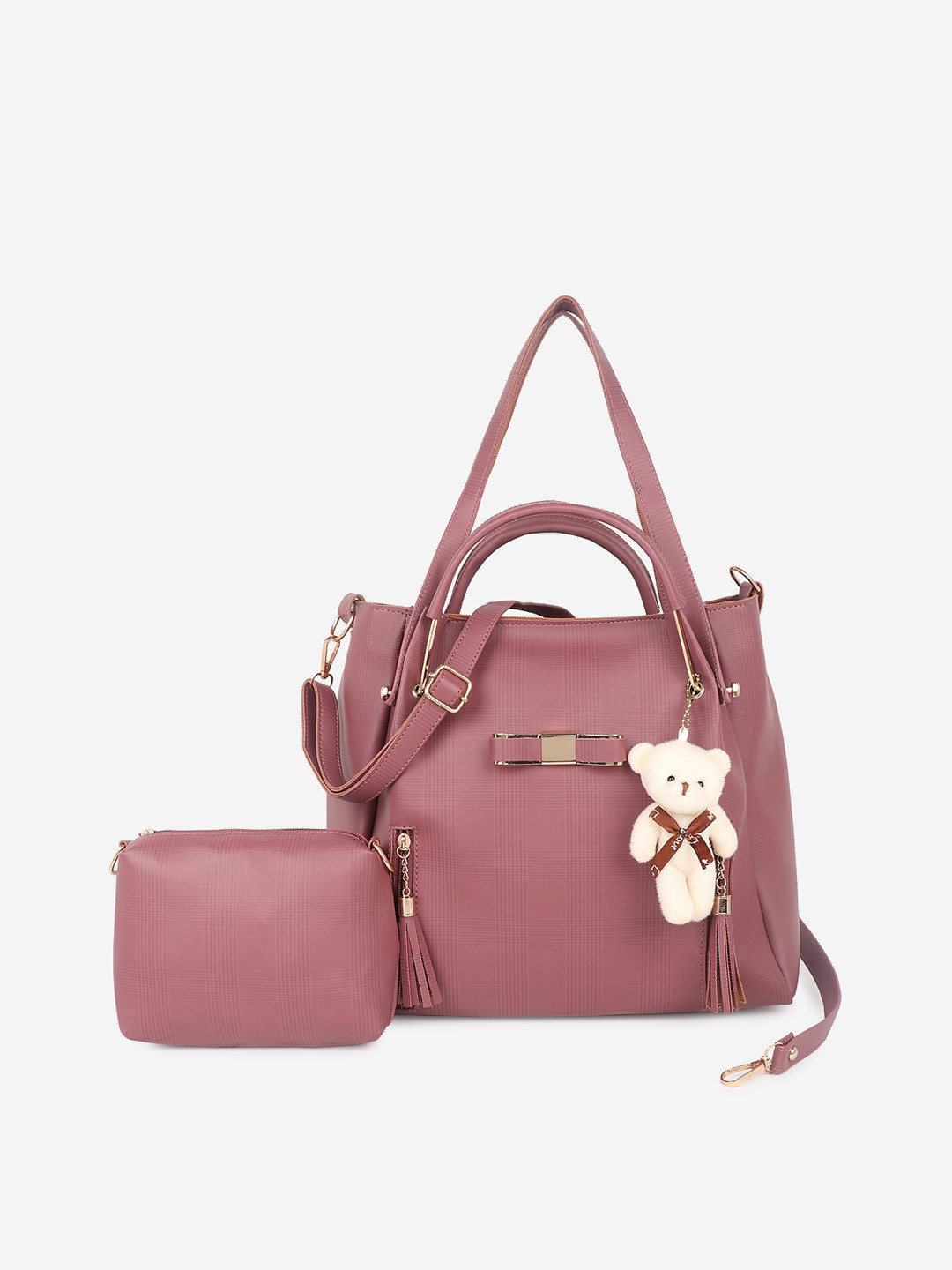 

Stropcarry Maroon PU Oversized Structured Handheld Bag with Tasselled