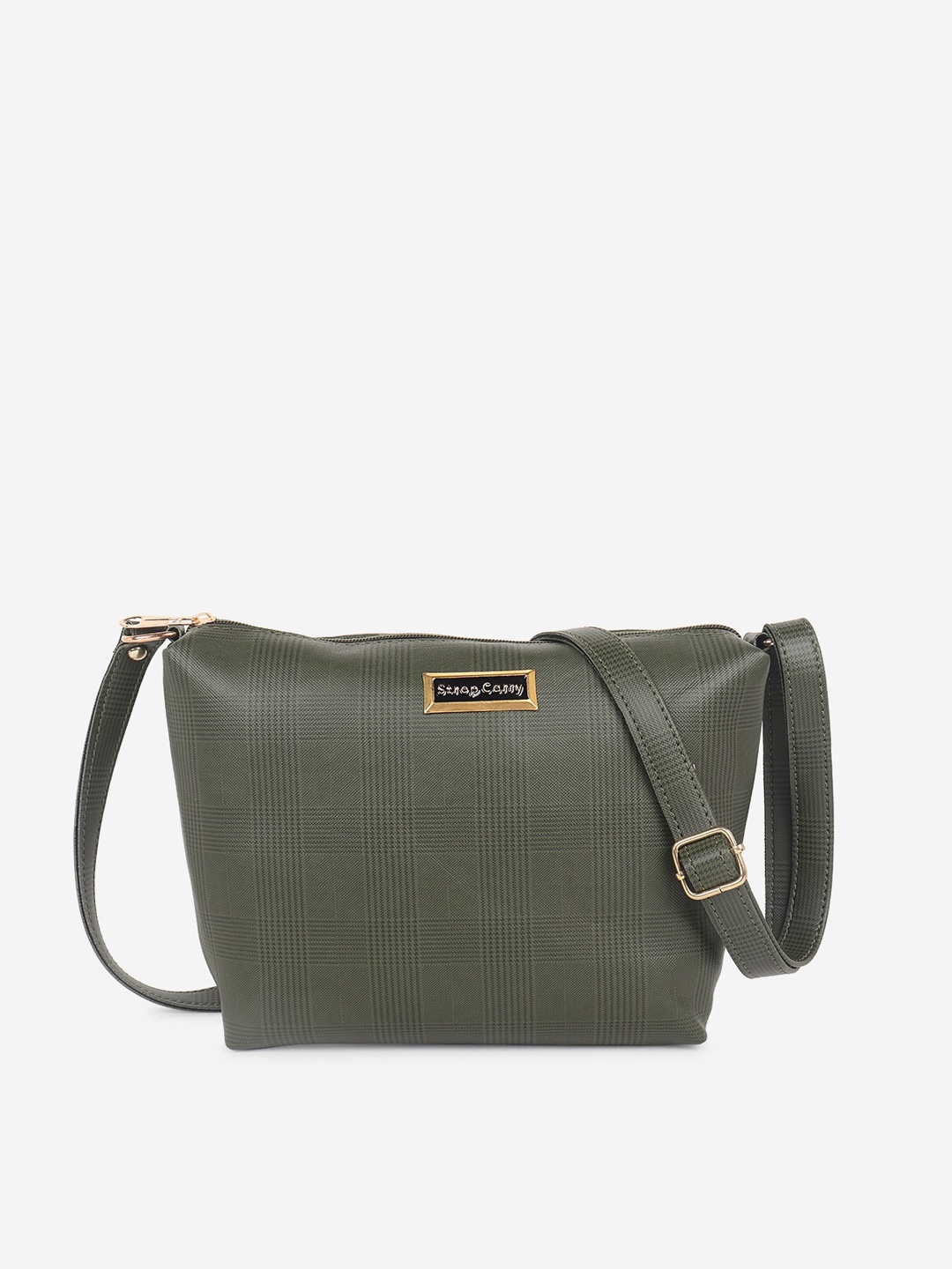 

Stropcarry Green Textured PU Structured Sling Bag with Fringed