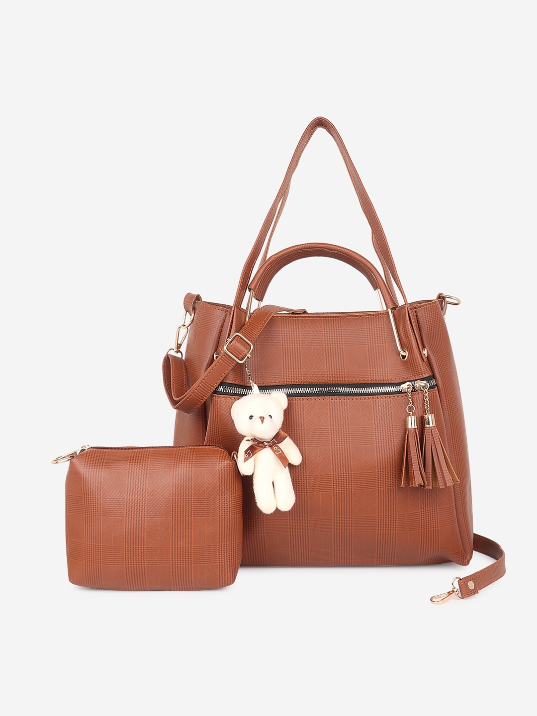 

Stropcarry Brown PU Bucket Shoulder Bag with Tasselled