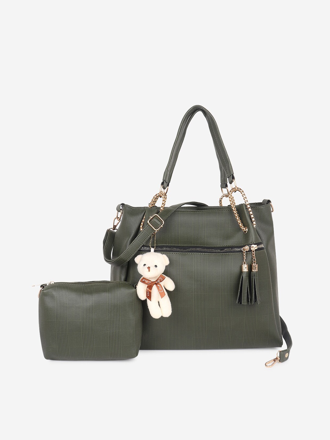 

Stropcarry Green PU Structured Handheld Bag with Tasselled