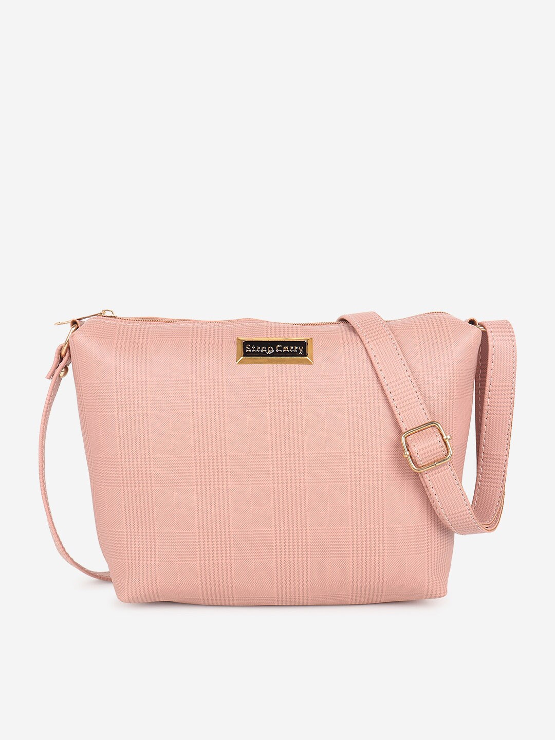 

Stropcarry Pink Textured PU Shopper Sling Bag with Quilted