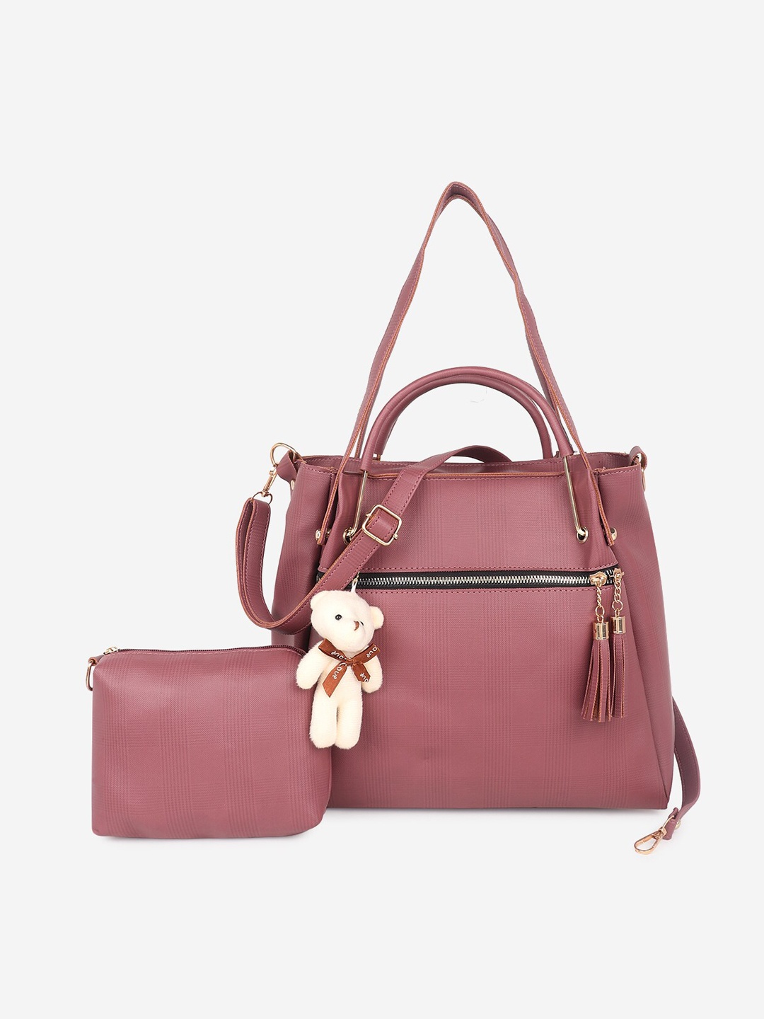 

Stropcarry Maroon PU Structured Shoulder Bag with Tasselled