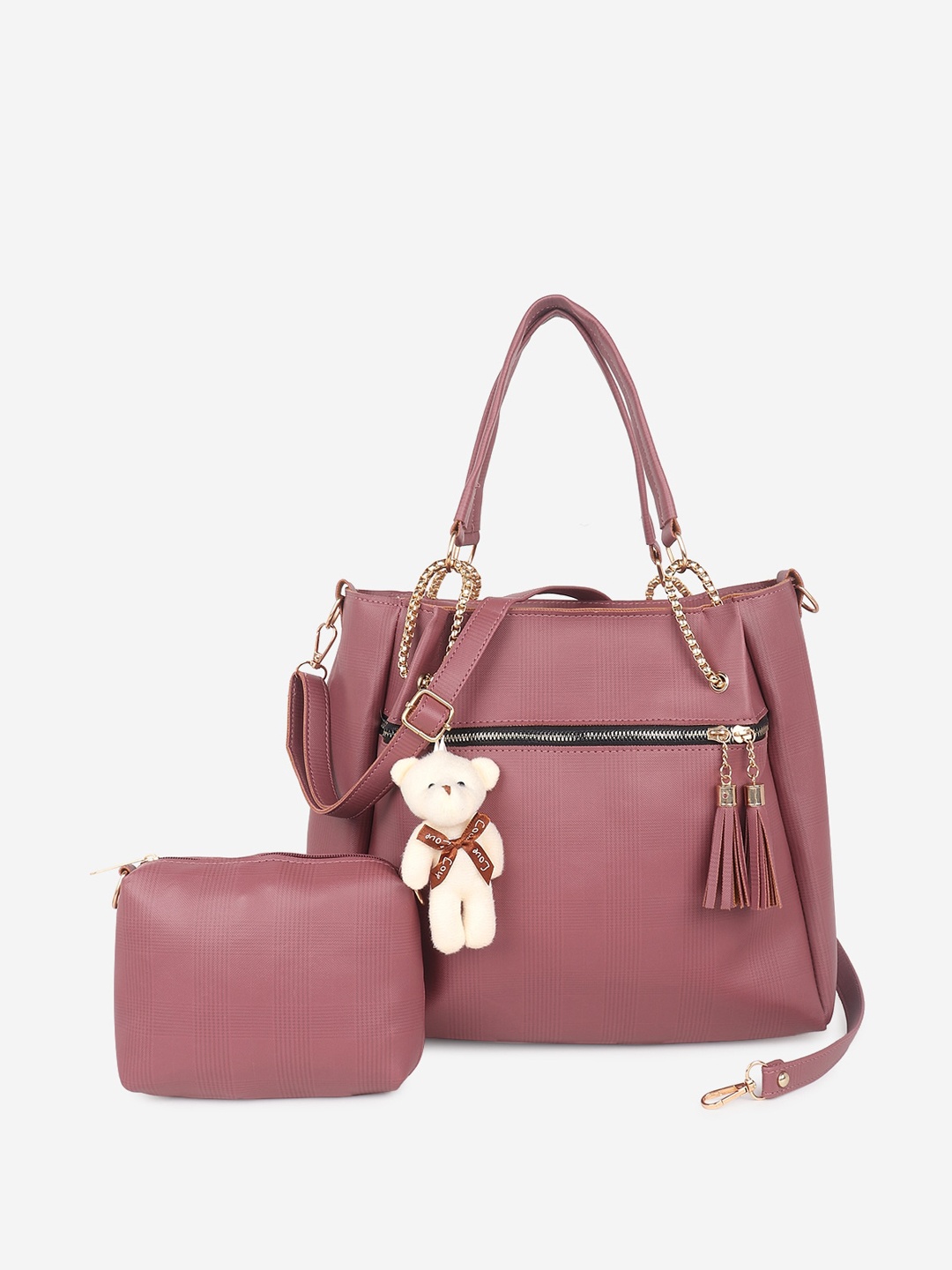 

Stropcarry Maroon PU Structured Handheld Bag with Tasselled