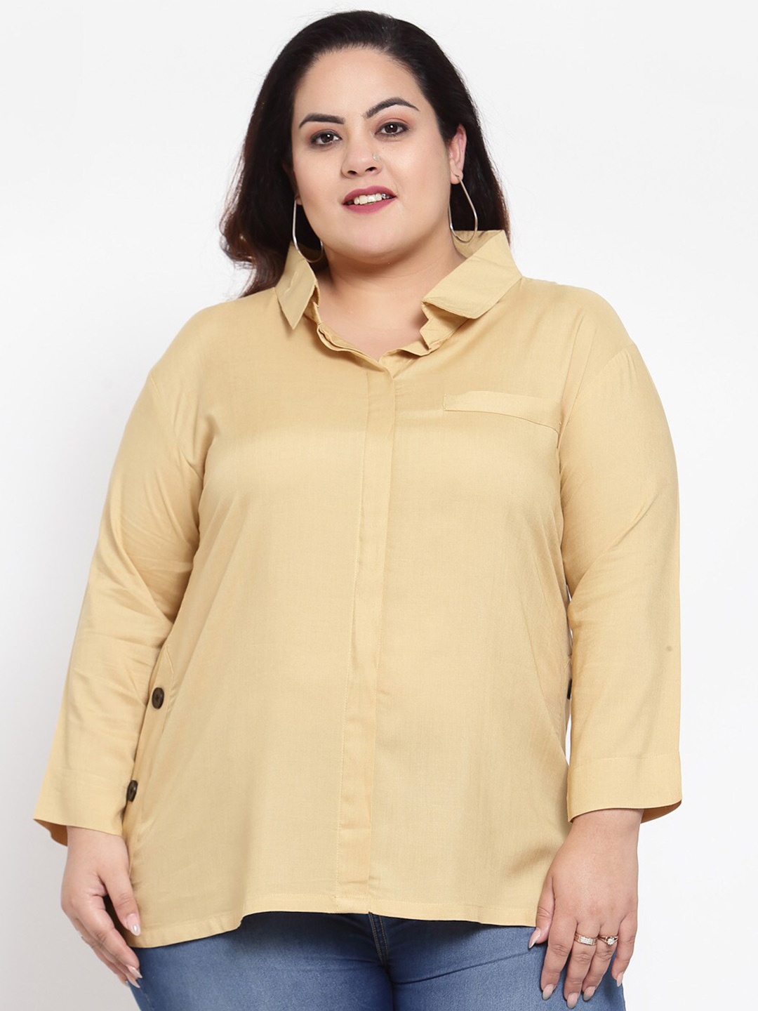 

FAZZN Beige Shirt Style Top