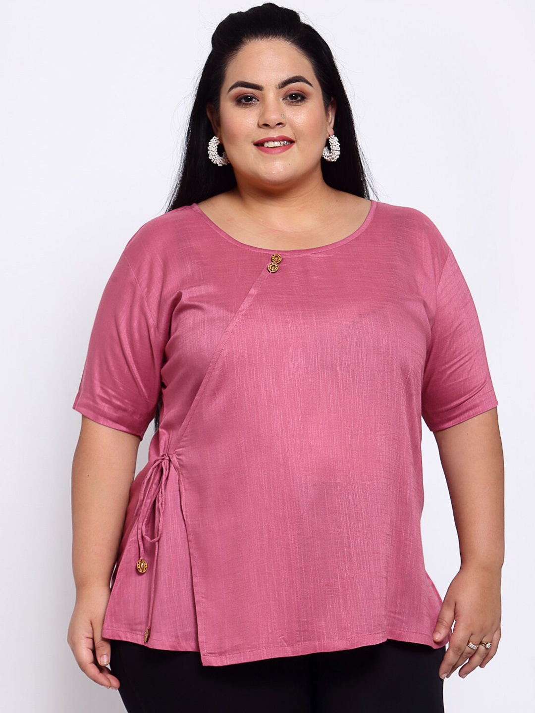 

FAZZN Plus Size Purple Tie-Up Top