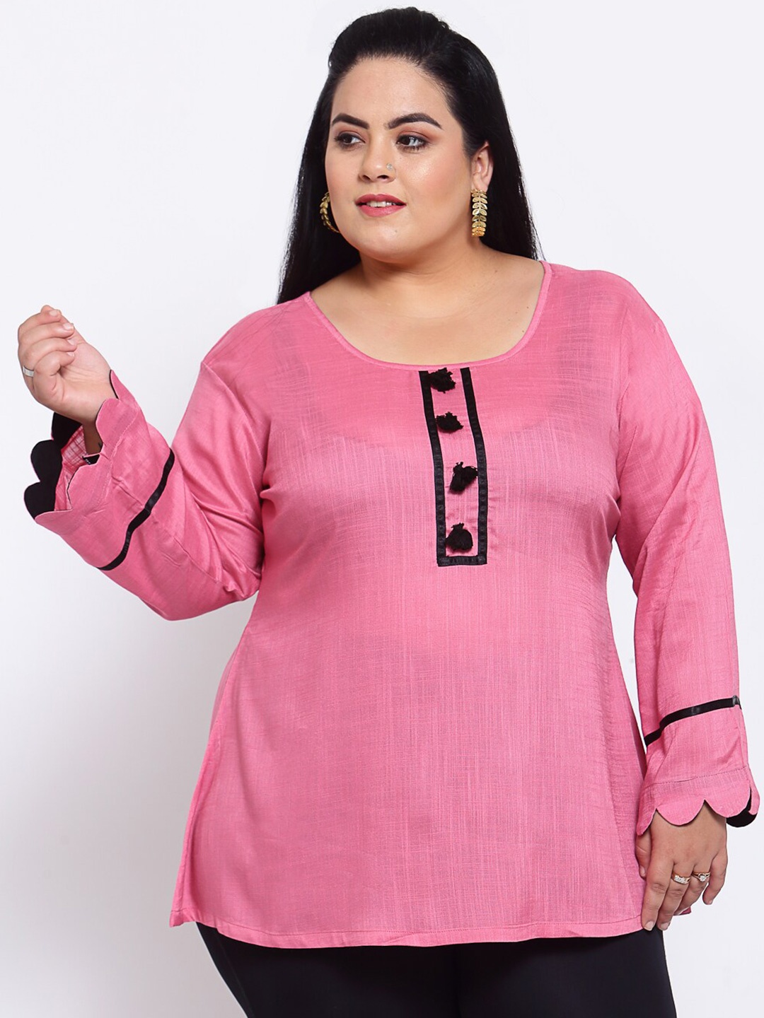 

FAZZN Plus Size Pink Solid Regular Top