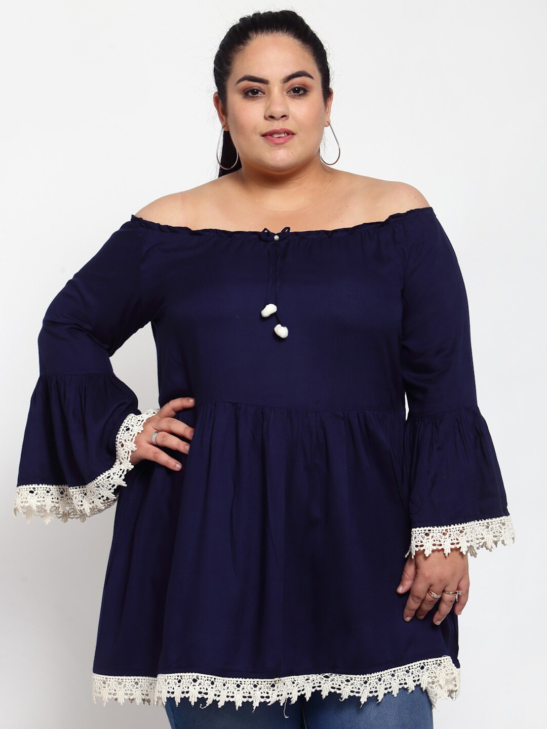 

FAZZN Blue Off-Shoulder Bardot Top