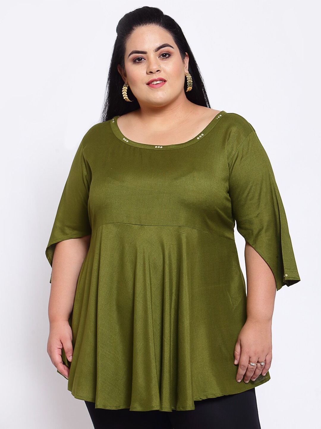 

FAZZN Plus Size A-Line Top, Green