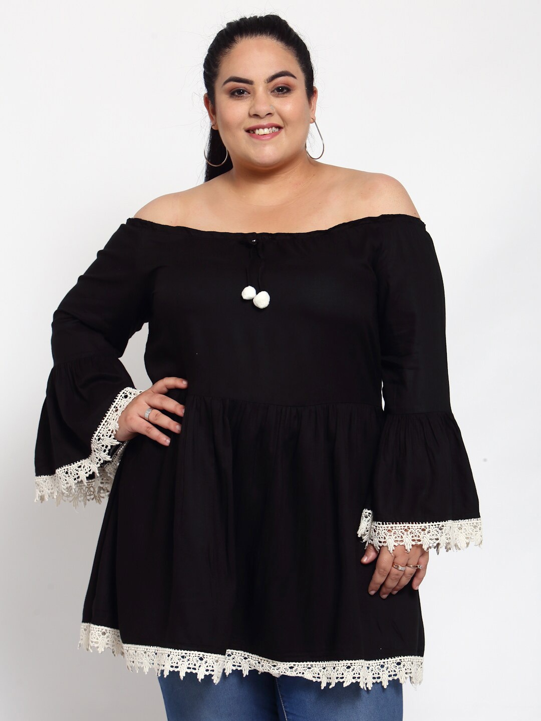 

FAZZN Black Off-Shoulder Bardot Top