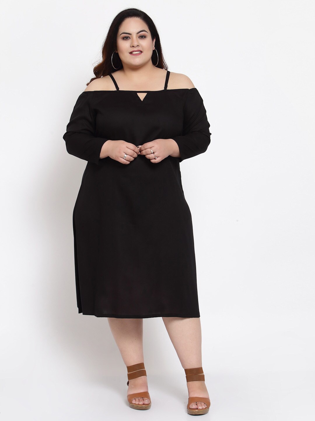 

FAZZN Black A-Line Midi Dress