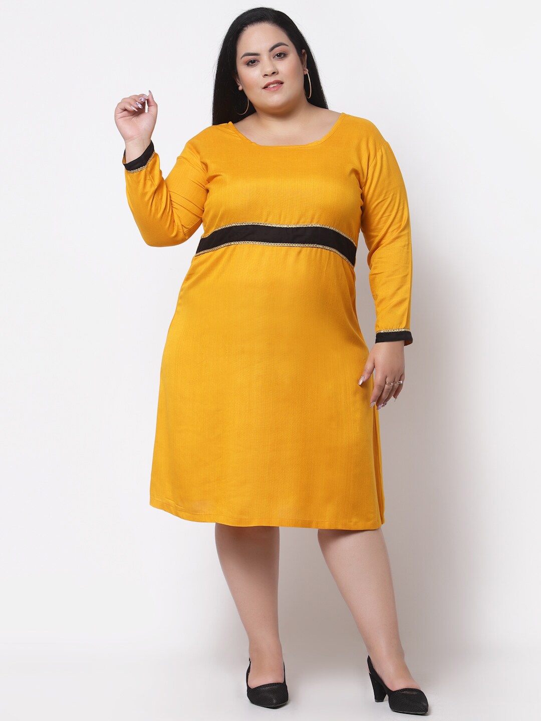 

FAZZN Yellow A-Line Dress