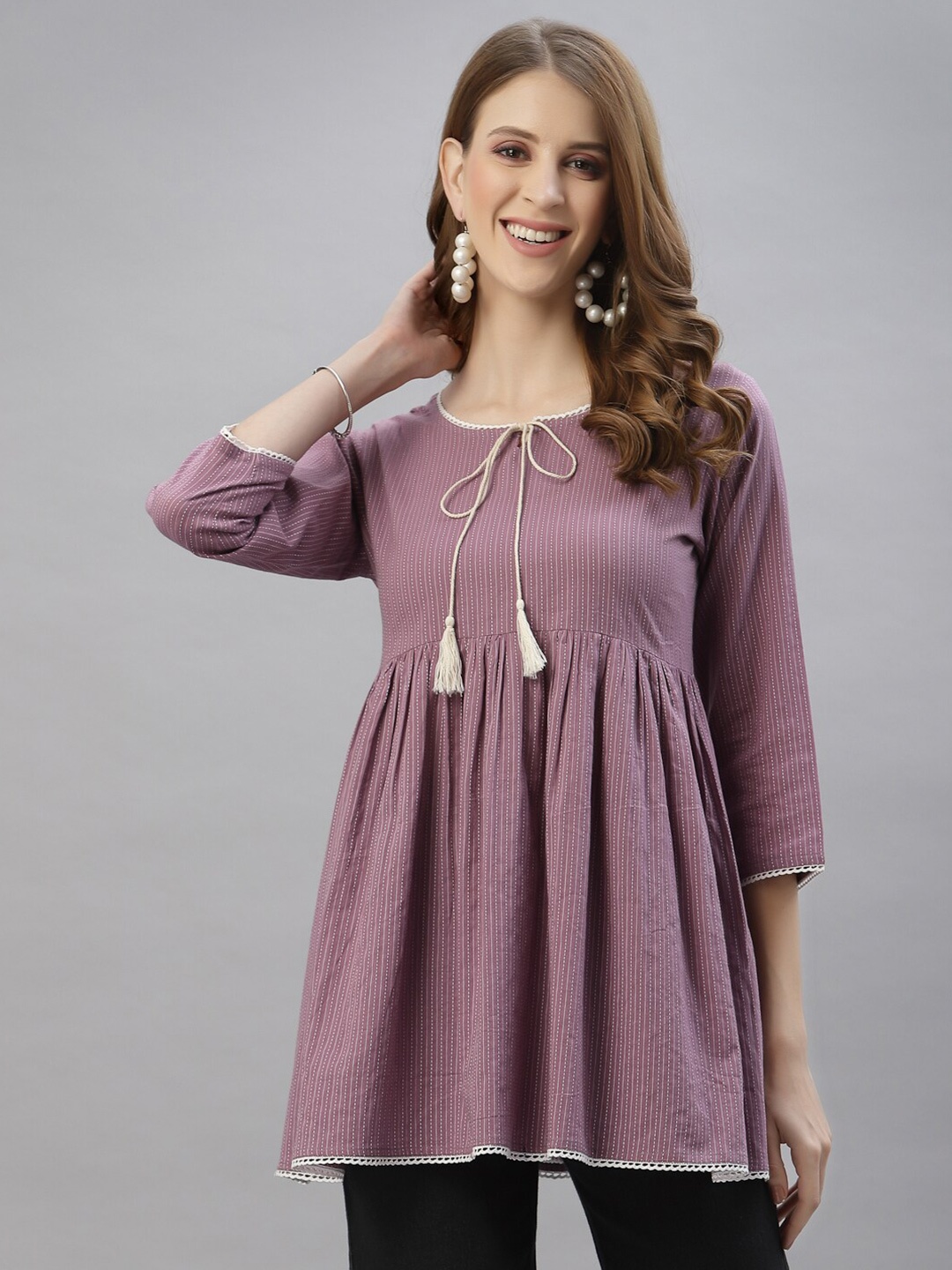 

SERONA FABRICS Purple & White Tunic