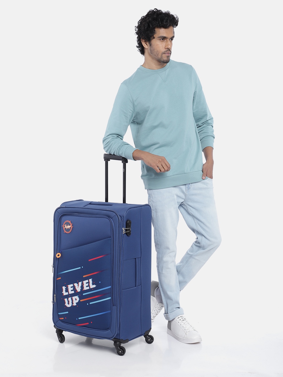 

Skybags Levelup STR E Printed Large Trolley Bag - 78 cm, Blue