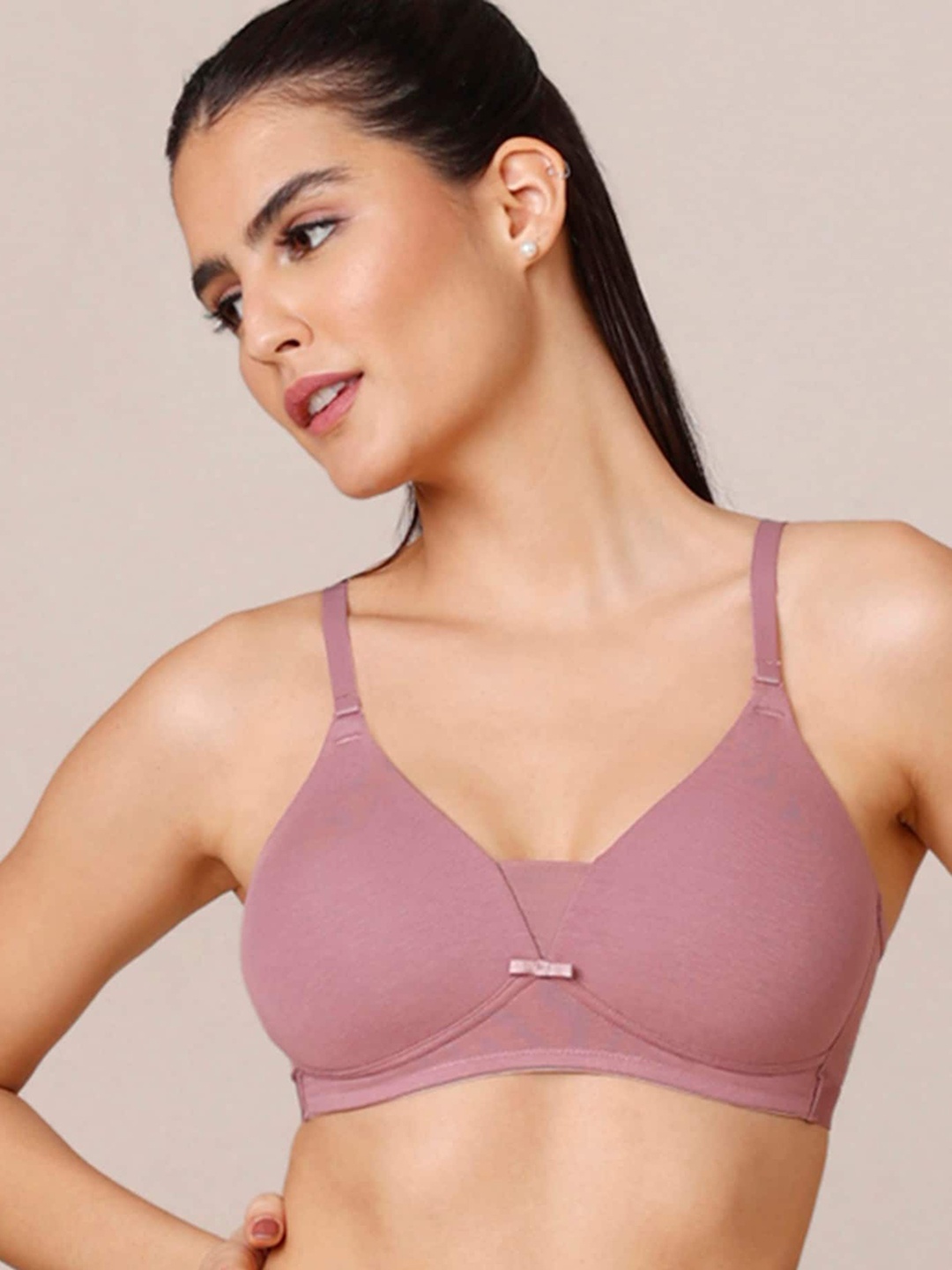 

Nykd Women Breatheable Cotton Lightly Padded Wireless T-shirt Bra - 3/4th Coverage NYB003, Mauve