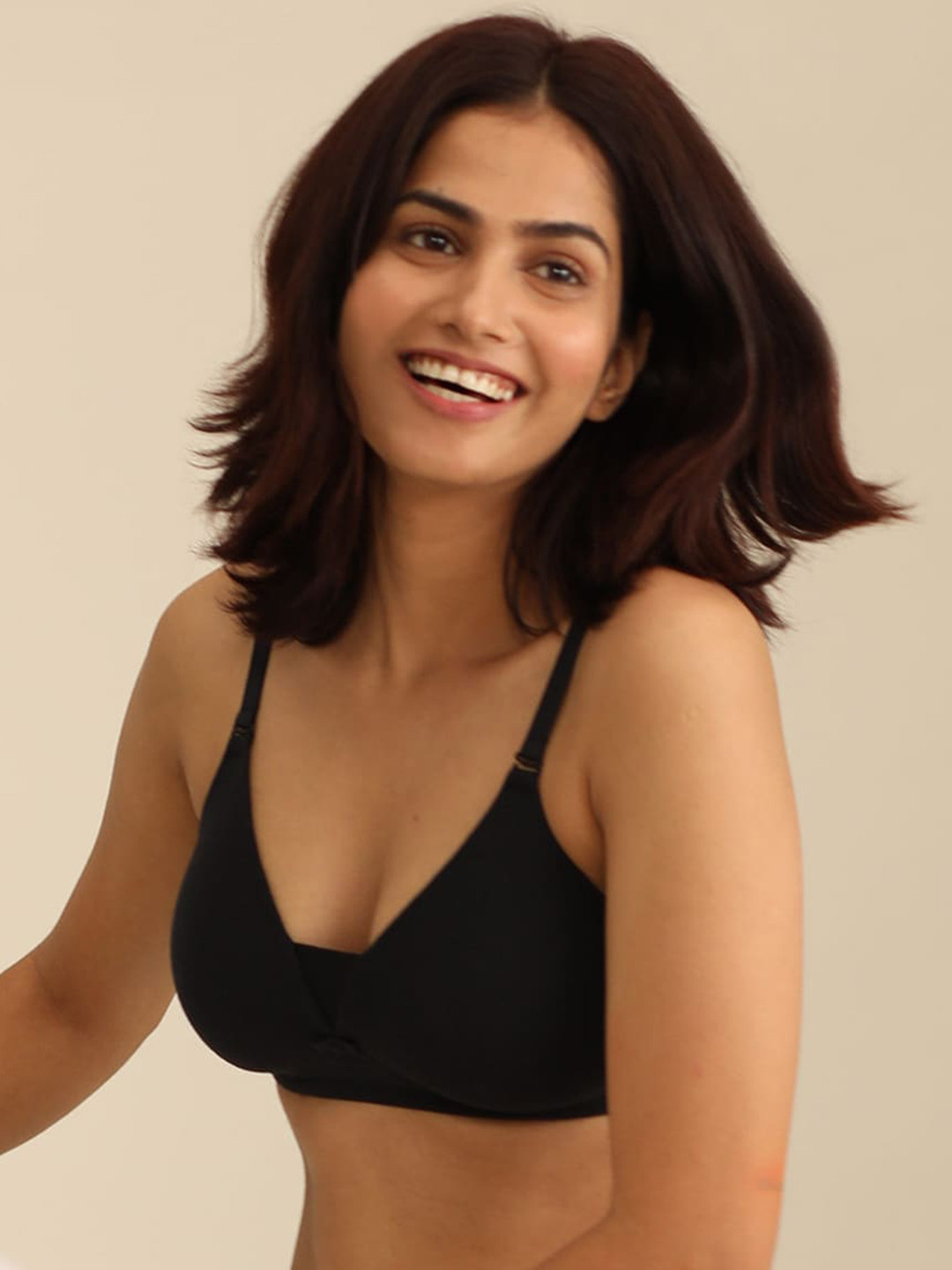 

Nykd Women Breatheable Cotton Padded Wireless T-Shirt Bra - 3/4th Coverage NYB002, Black