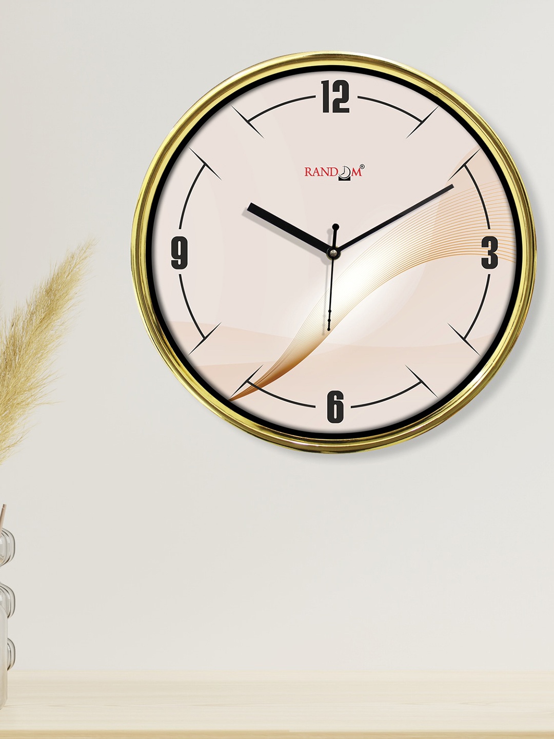 

RANDOM Peach-Coloured & Peach-Coloured Printed Contemporary Wall Clock