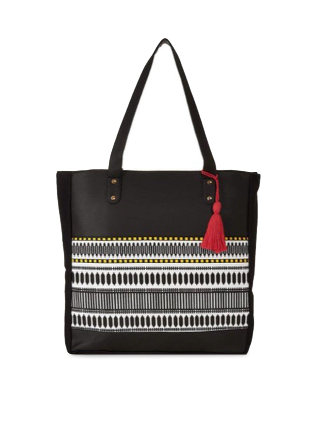 

Kanvas Katha Multicoloured Textured Shopper Shoulder Bag with Tasselled, Multi