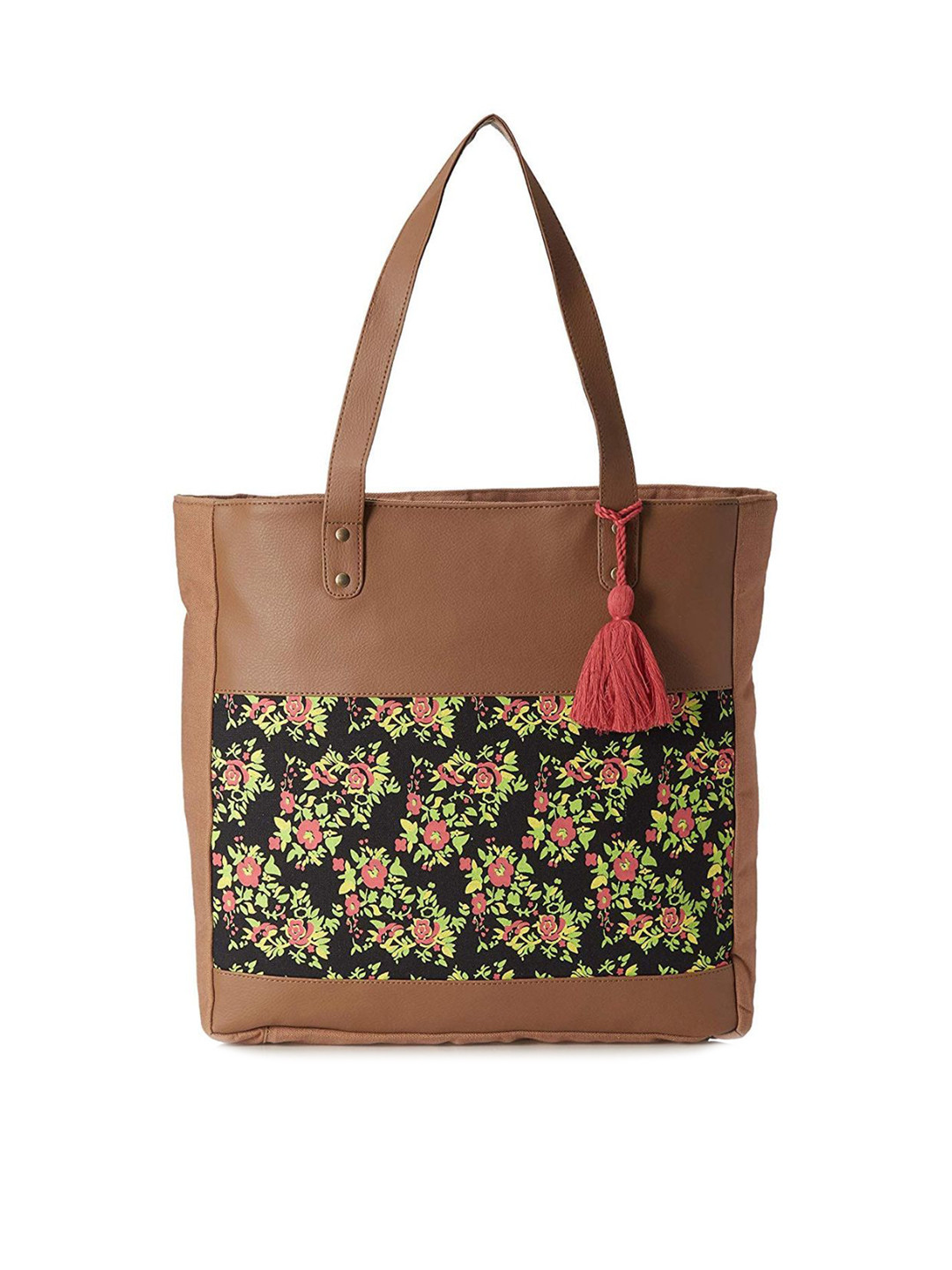 

Kanvas Katha Multicoloured Structured Handheld Bag with Tasselled, Multi