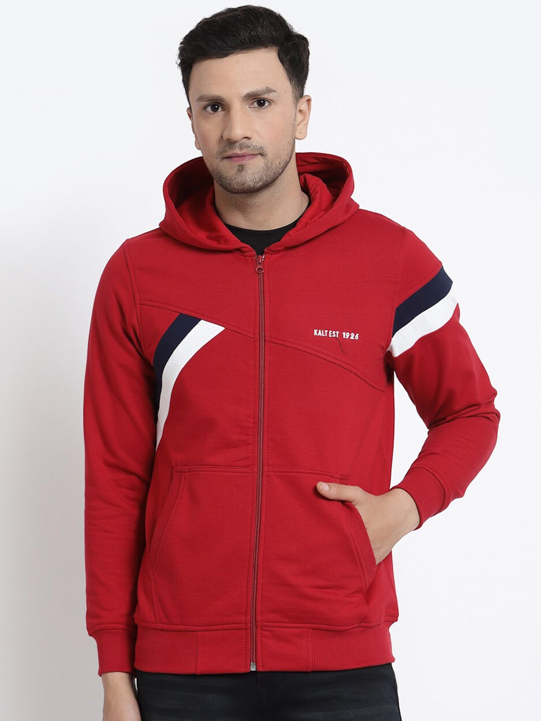 

Kalt Men Red Striped Sweatshirt