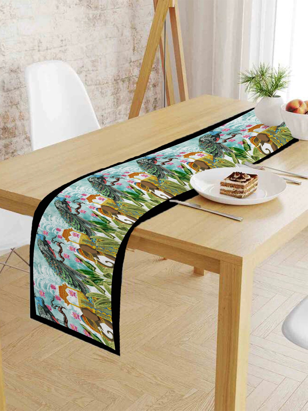 

HOUZZCODE Black & Blue Abstract Printed Table Runner