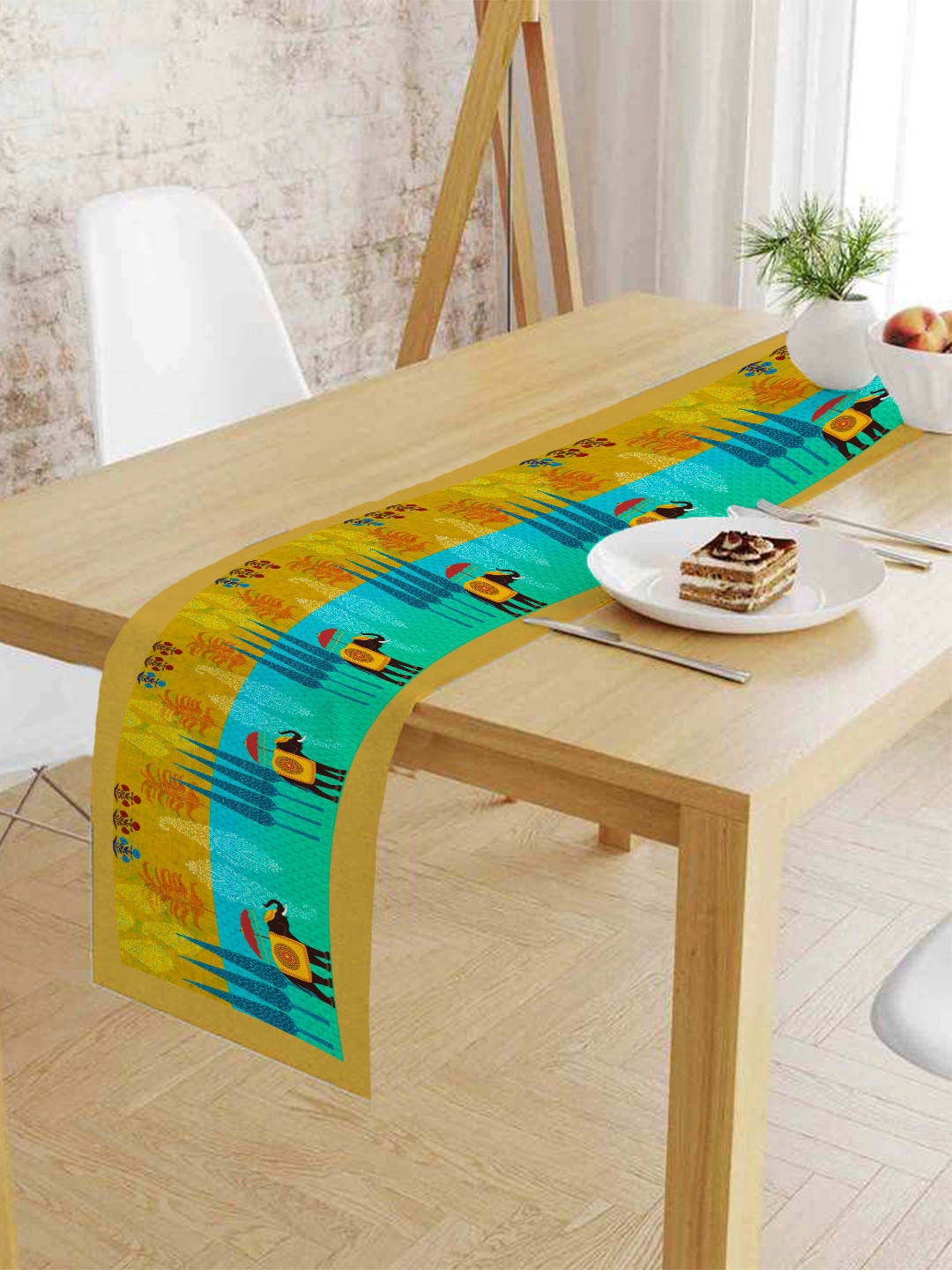

HOUZZCODE Yellow & Blue Printed Rectangle Table Runners
