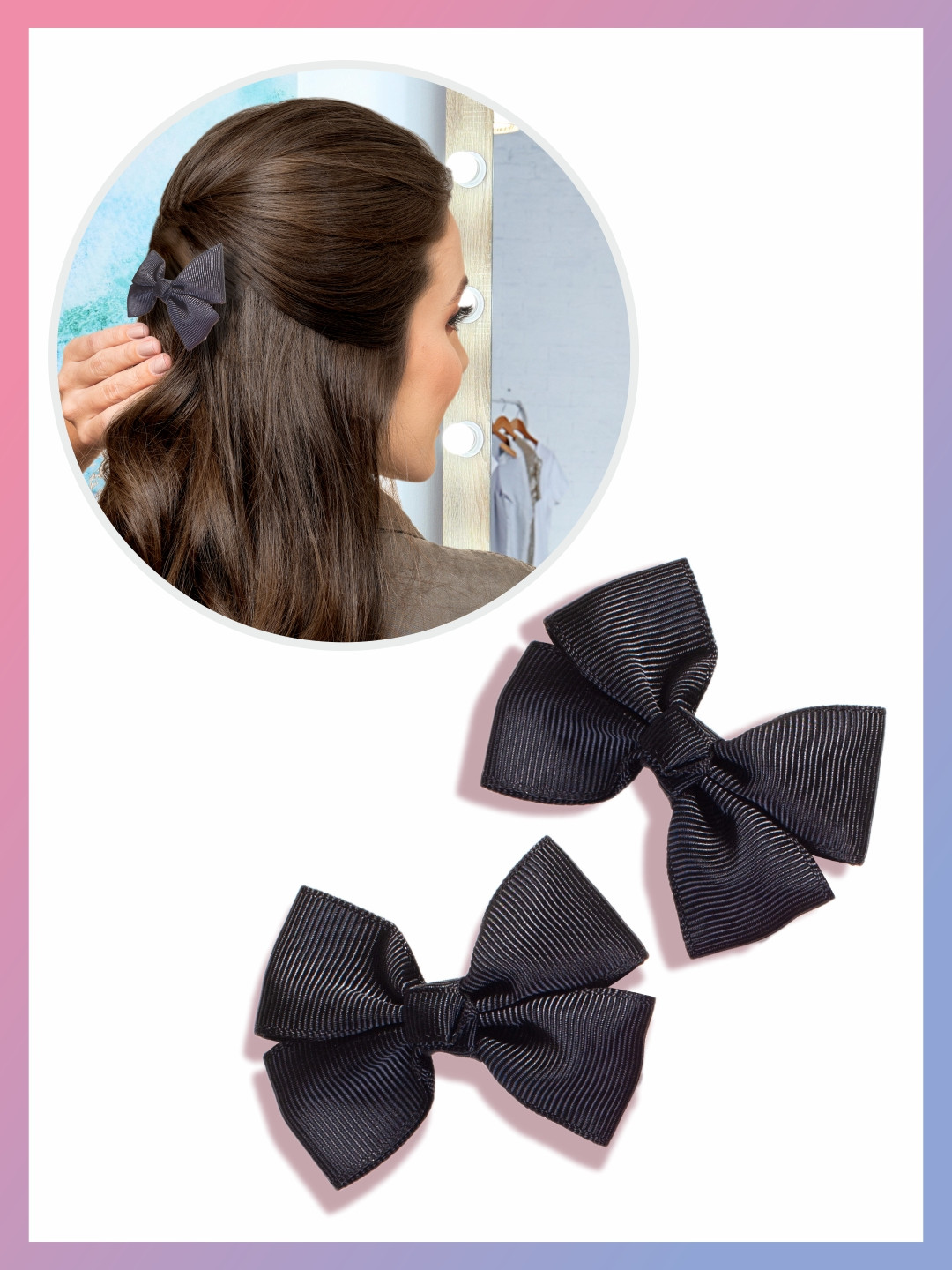 

GUBB Unisex Black Set of 2 Alligator Bow Ribbon Hair Clips