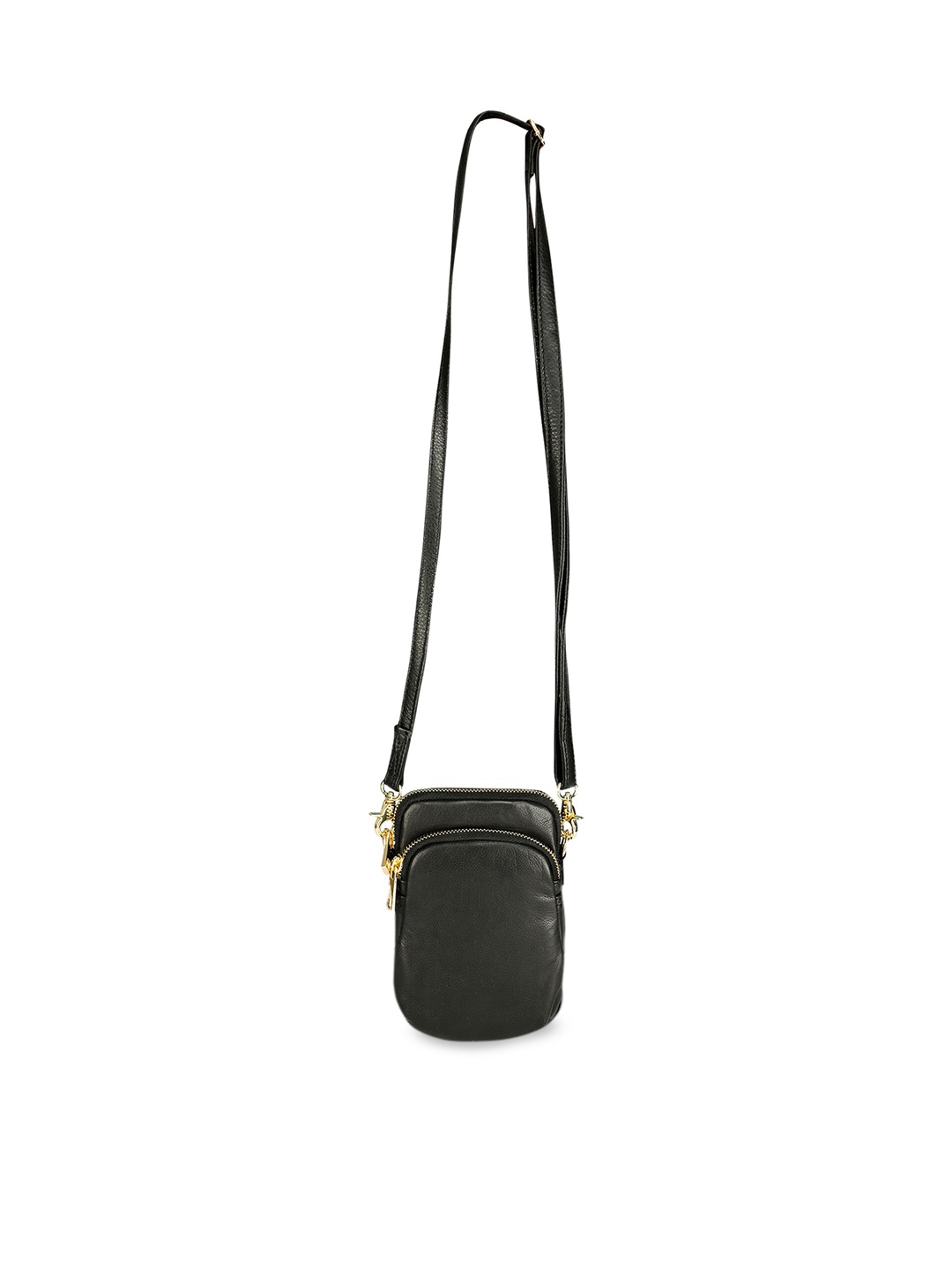 

FERROCCIO Black Printed Leather Structured Sling Bag