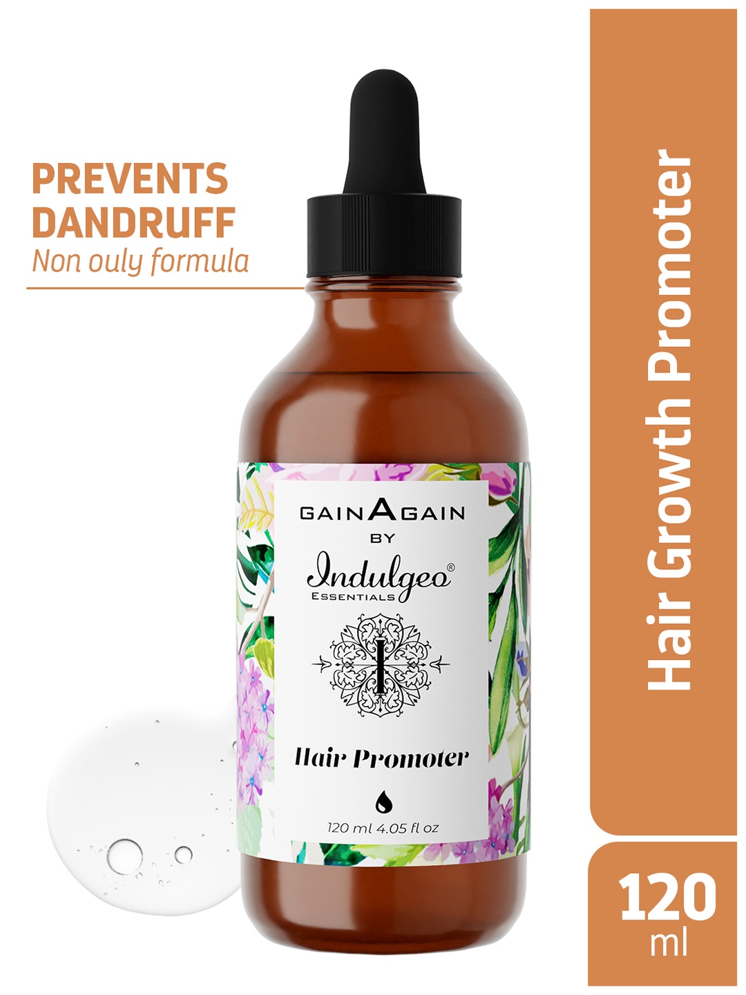 

Indulgeo Essentials Gain Again Hair Promoter Anti Dandruff Non Oily Serum -120ml, Transparent