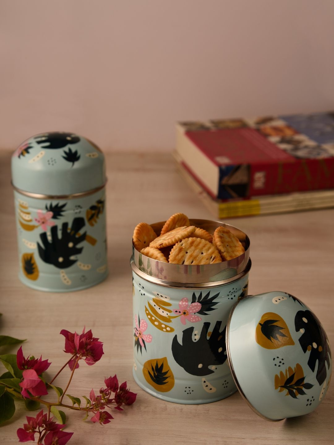 

Indikluster Floral Printed Storage Jar, Blue