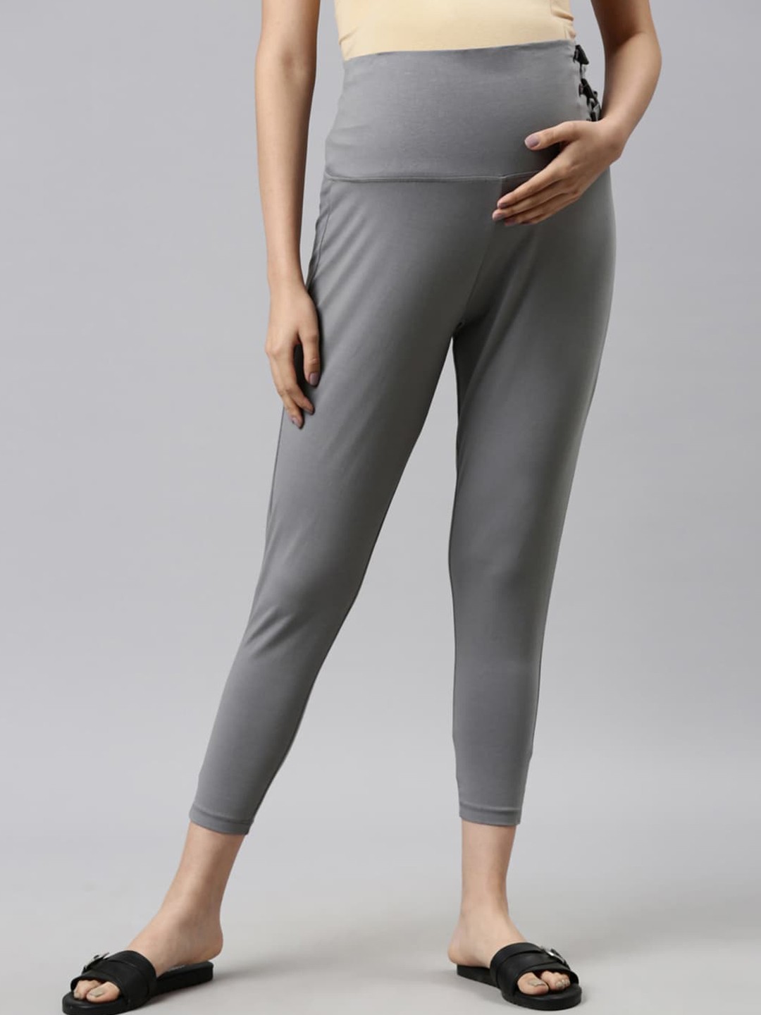 

GOLDSTROMS Women Grey Relaxed Mom Fit Maternity Trousers