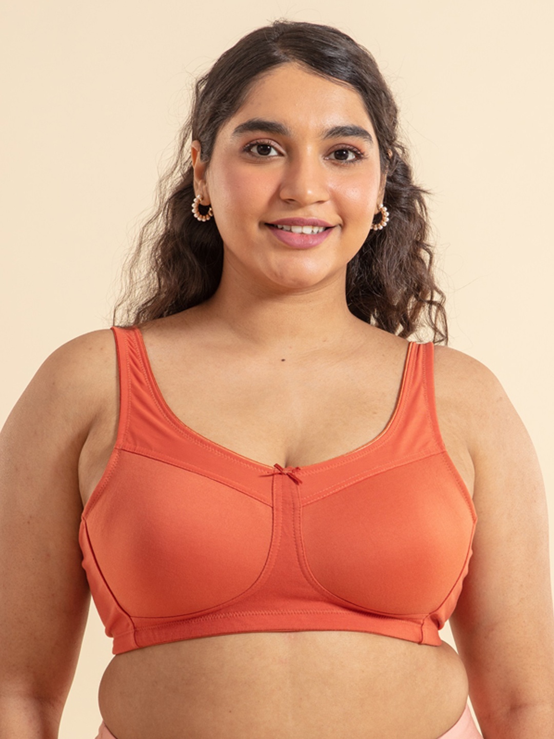 

Nykd Women Non Padded Super lift Wireless Minimizer Bra (NYB189), Orange