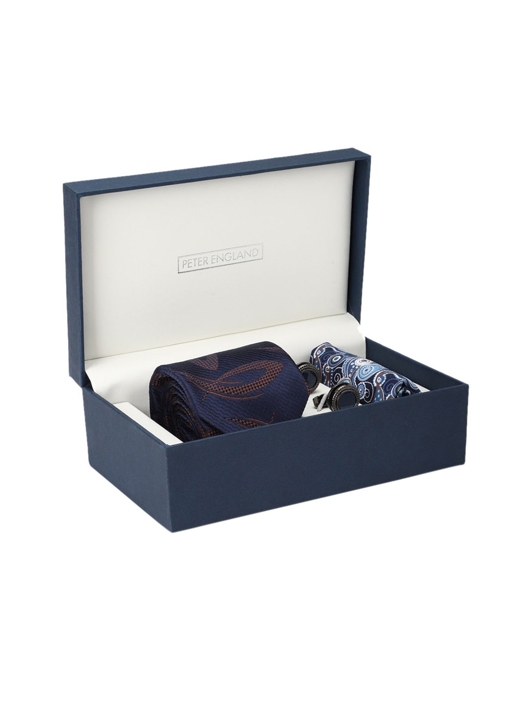 

Peter England Men Navy Blue & Brown Accessory Gift Set