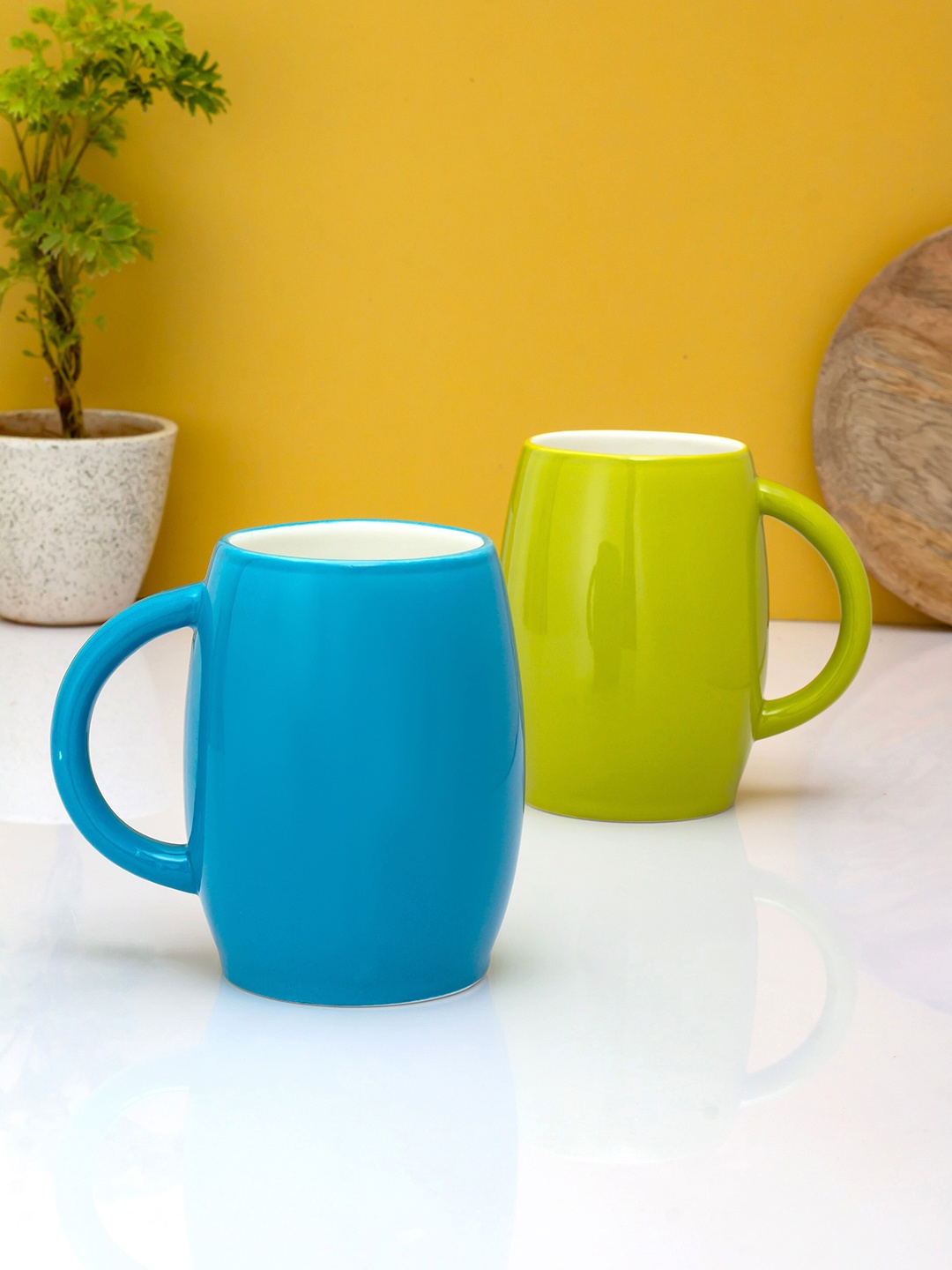 

JCPL Blue & Green Printed Ceramic Glossy Mugs Set of Cups and Mugs