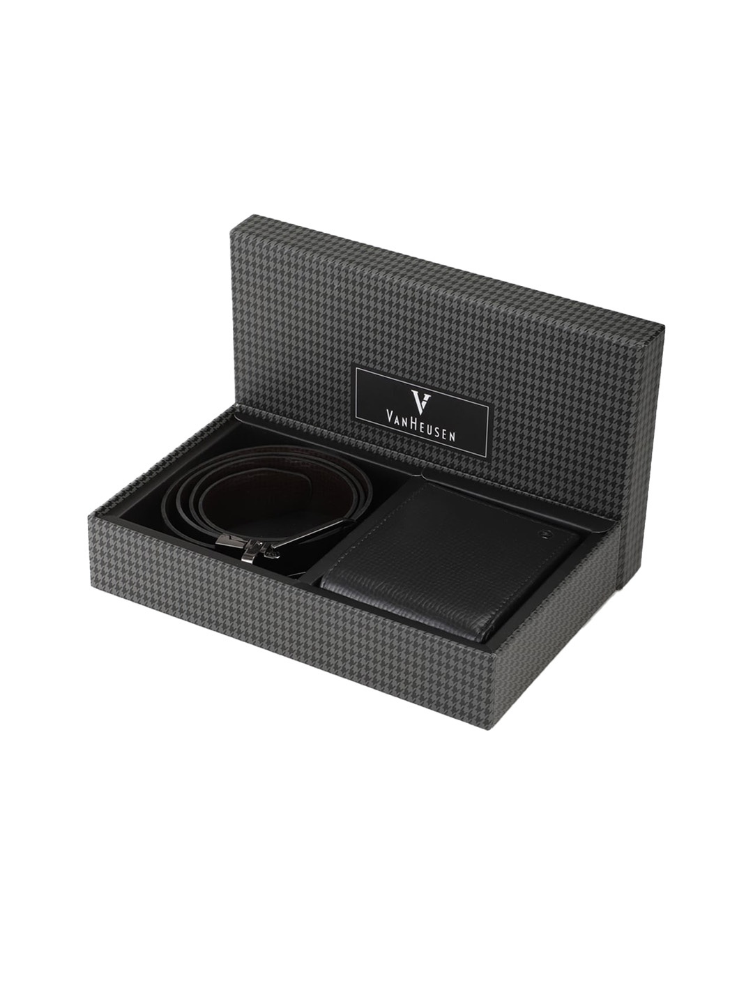 

Van Heusen Men Black Solid Leather Accessory Gift Set