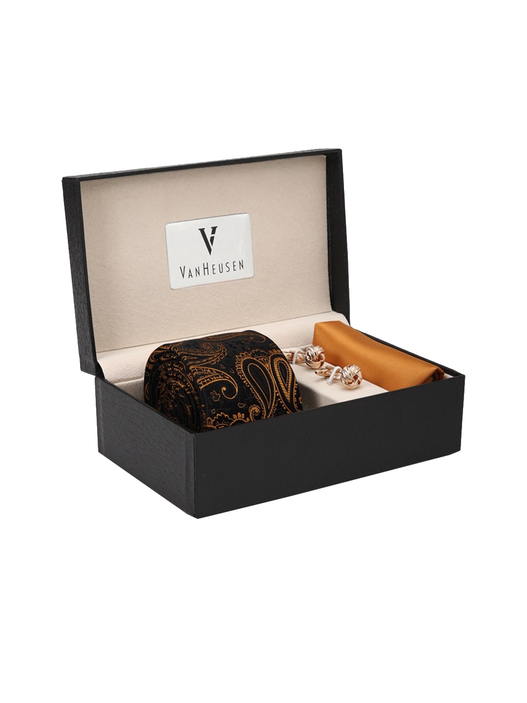 

Van Heusen Men Black & Mustard-Yellow Accessory Gift Set