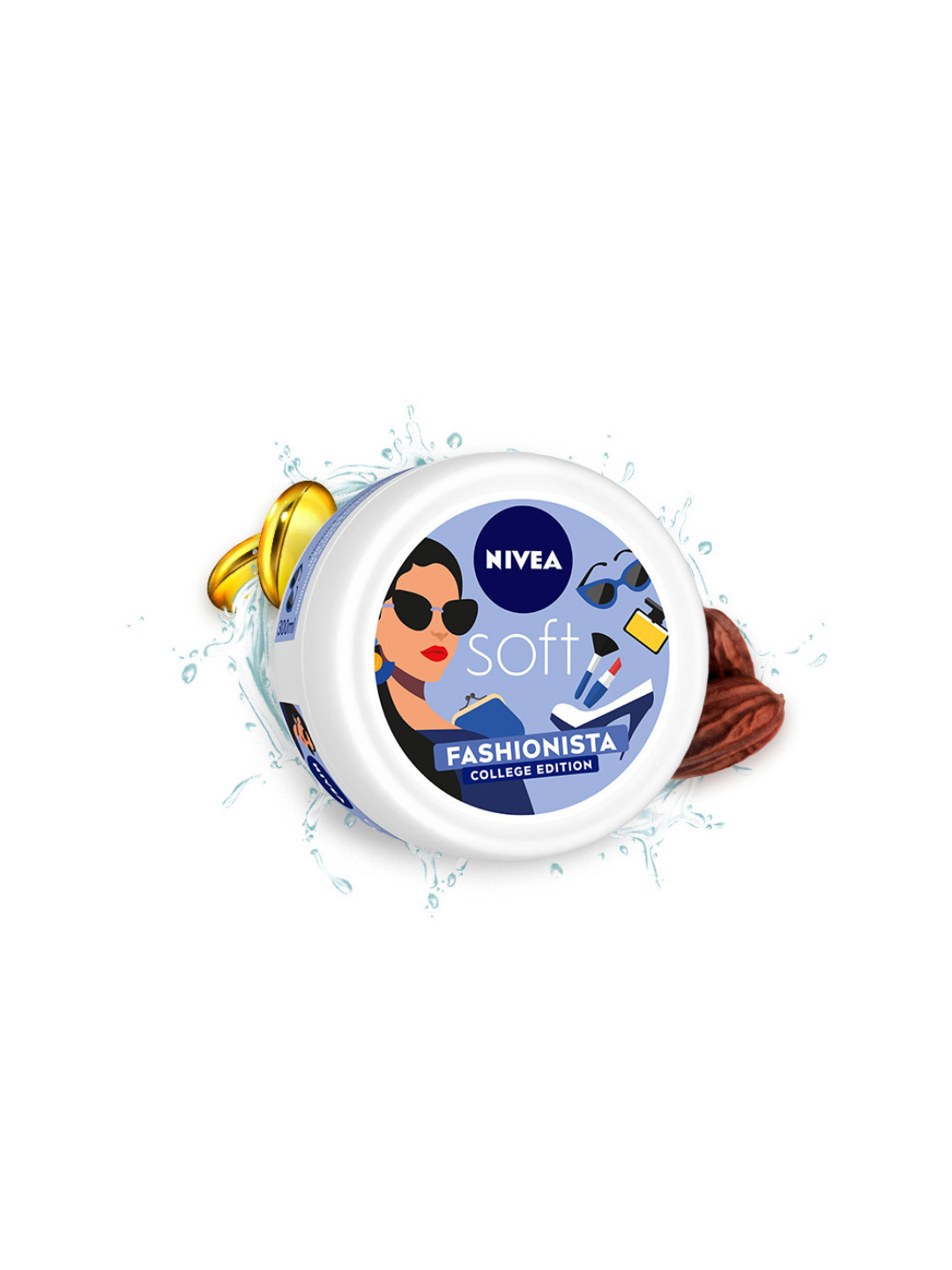 

Nivea Soft Face & Body Non Sticky Moisturizer Cream 300 ml - Fashionista College Edition, Blue