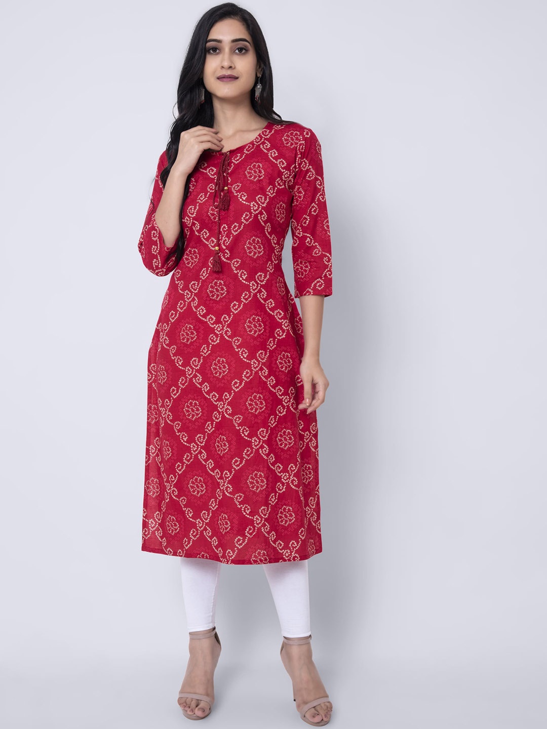 

KIMAYRA Women Red Dyed Kurta
