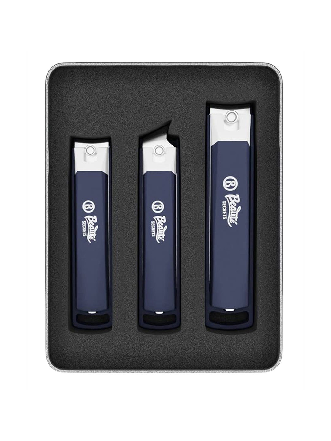 

Beaute Secrets 3 Pcs Nail Clipper Set with Built-In Nail File-Nail Cutter-Nail Trimmer, Navy blue