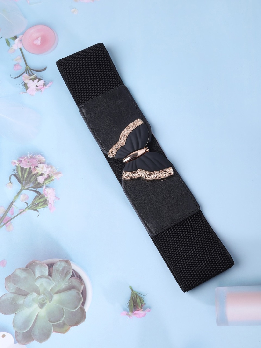 

Kastner Women Stretchable Elastic Waist Belt with Butterfly Buckle., Black
