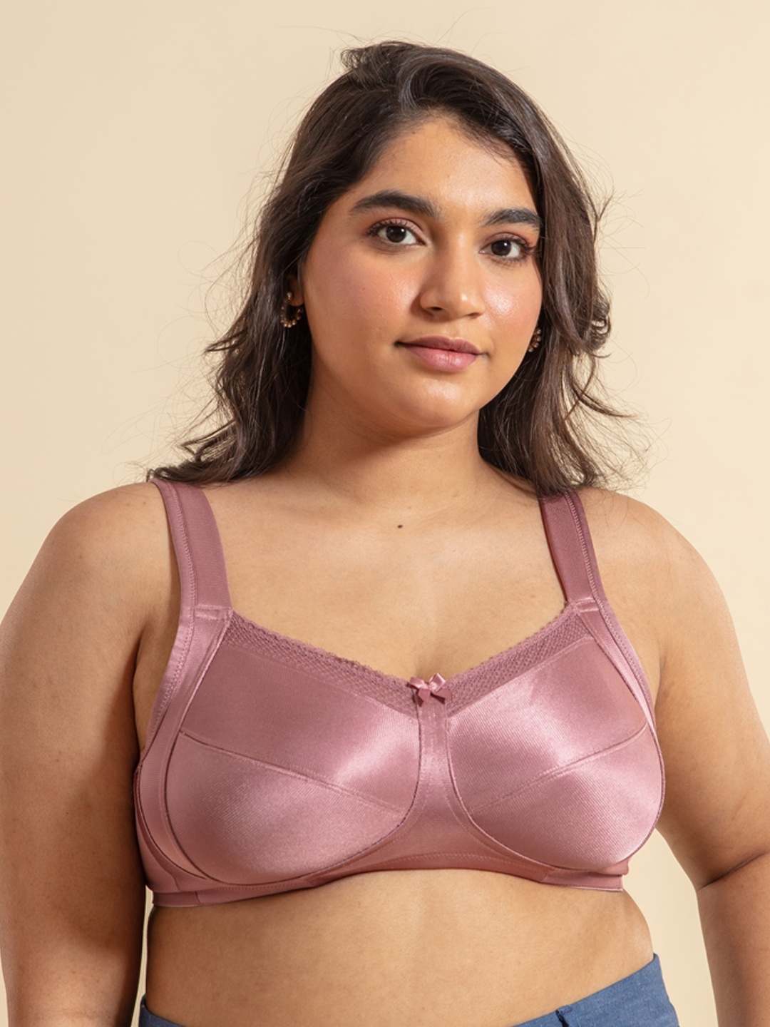 

Nykd Solid Cotton Non-Padded Wireless Super Support Full Coverage Lift Me Up Bra (NYB042), Pink
