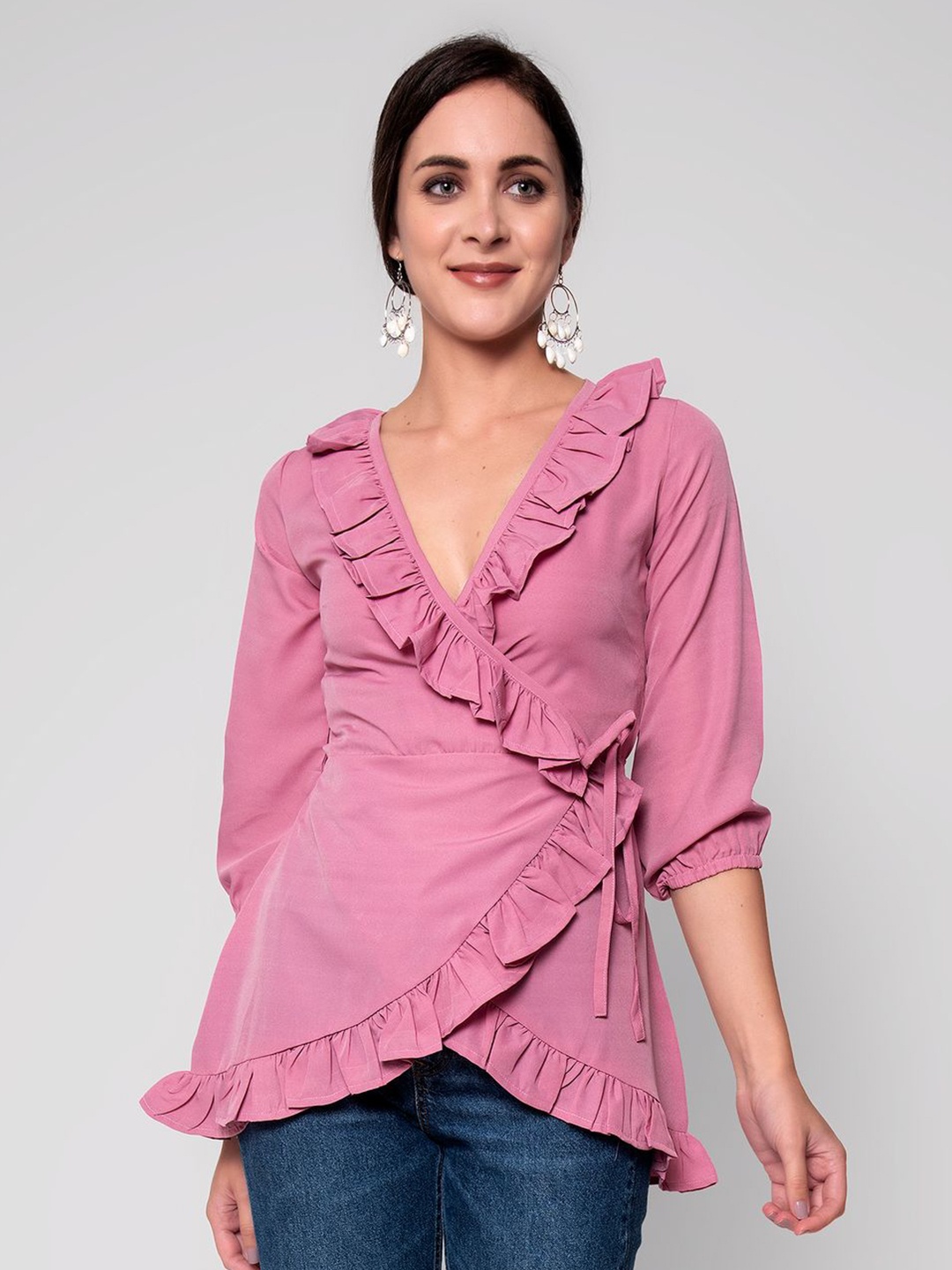 

God Bless Pink Wrap Top