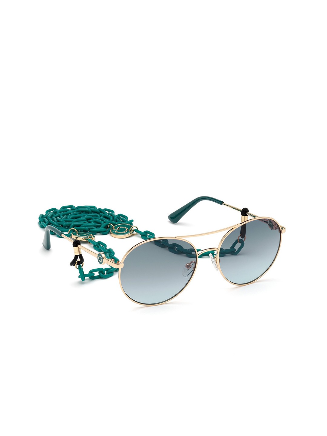 

GUESS Women Blue Lens & Gold-Toned Round Sunglasses with UV Protected Lens