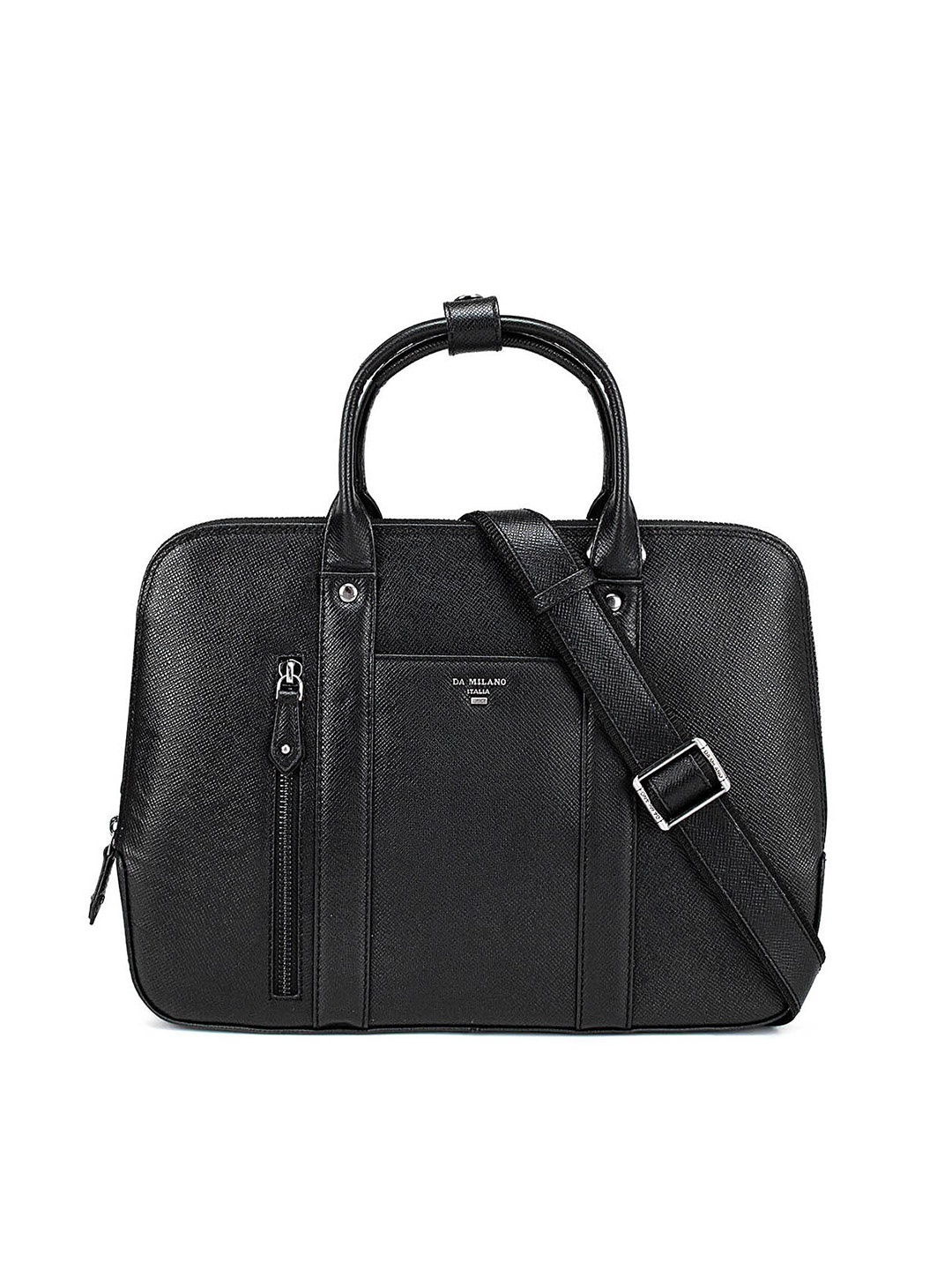 

Da Milano Unisex Black Leather Laptop Bag